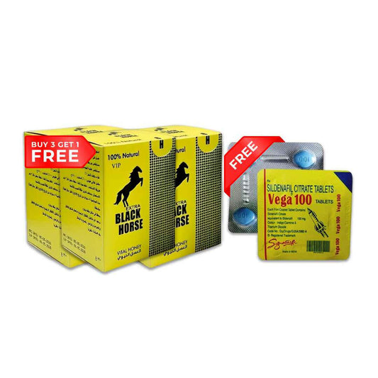 Buy 3 Extra Black Horse vital Honey and get Vega 100 Tablet Free